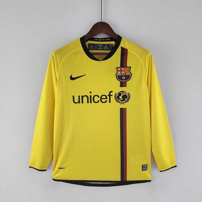 AAA Quality Barcelona 08/09 Away Yellow Long Soccer Jersey